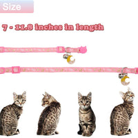 Barleygoo - 3 collares de gato con campanas de luna dorada y estrellas, ajustable de seguridad para cachorros que brillan en la oscuridad con colgante - BESTMASCOTA.COM