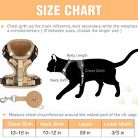 SCIROKKO - Arnés y correa para gato – Arnés ajustable para cachorro a prueba de fugas para exterior con correa reflectante 3M, malla suave con clip de metal para gato chaqueta para caminar para gatito conejo, A cuadros - BESTMASCOTA.COM