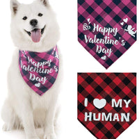 PUPTECK Valentine's Day Dog Bandana - 2 Pack Sweet Plaid Triangle Bibs Scarf Accessories for Dogs Cats Pets, I Love My Human, Happy Valentine's Day, Super Soft Scarf, Red and Pink - BESTMASCOTA.COM