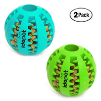 Idepet Pelota de juguete para perro, no tóxica, resistente a mordidas, pelota de juguete para mascotas, perros, cachorros, gatos, alimentador de comida para mascotas, masticar, limpieza de dientes, juego de pelotas de ejercicio, 2 unidades, azul y verde - BESTMASCOTA.COM