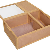 PawHut - Caseta de tortuga de madera de 37.0 in de largo, para interior de animales pequeños, jaula de reptil al aire libre - BESTMASCOTA.COM