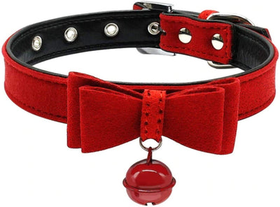 Fancy Red Pet Collar with Bow and Bell - Adjustable Cat - BESTMASCOTA.COM