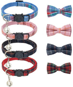 BINGPET Collar de gato Breakaway lindo pajarita con campana 4 unidades – Collares de seguridad desmontables y ajustables para gatito, incluyendo azul, rojo, rosa, azul marino - BESTMASCOTA.COM