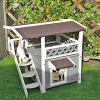 Petsfit Outdoor Cat House with Escape Door and Stairs - BESTMASCOTA.COM