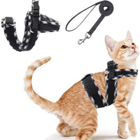 PUPTECK - Arnés para gato y correa para caminar, a prueba de escapes, chaleco arnés de malla con encaje a cuadros, correa ajustable en el pecho con 2 anillos de metal en D para gatitos, cachorros y mascotas pequeñas - BESTMASCOTA.COM