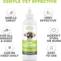 Limpiador de orejas de perro 4 en 1: solución de limpieza formulada por veterinarios + aloe vera para eliminar cera, residuos y olor en mascotas. Apoya las orejas propensas a la infección y reduce el temblor de la cabeza. Pepino fresco y melón, 8 oz - BESTMASCOTA.COM