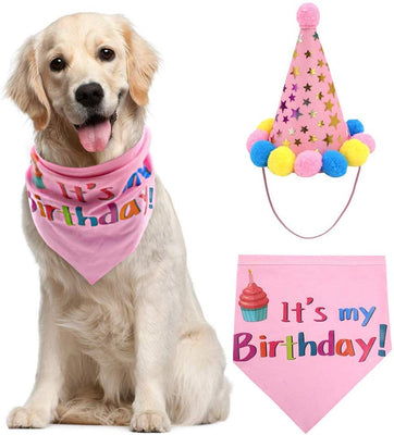 PUPTECK Dog Birthday Bandana Scarfs with Cute Doggie Birthday Party Hat - BESTMASCOTA.COM