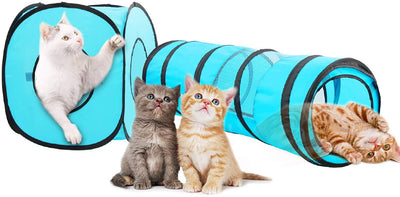 PAWISE Juego de túnel para gatos y conejos, abierto y plegable - BESTMASCOTA.COM