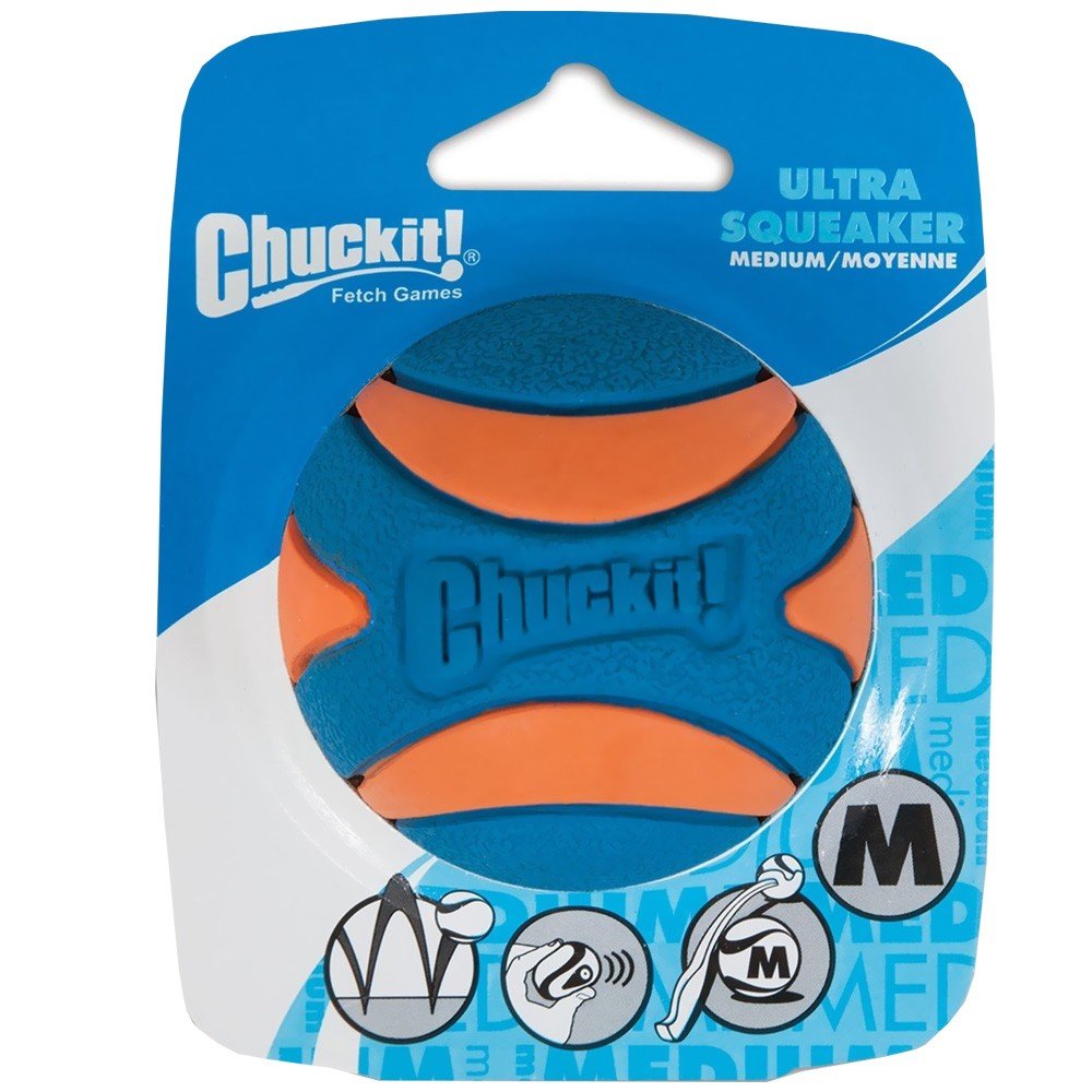 CHUCKIT Pelota ultra chirriadora para perros pequeños, pequeña, M - BESTMASCOTA.COM