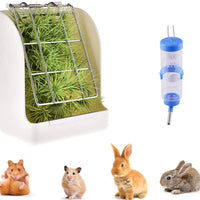Comedero para conejos, dispensador de botellas de agua de conejo, contenedor de alimentos para heno 2 en 1, cuencos para césped/alimentos para pequeños suministros de animales, conejo, chinchilla, cobaya, hámsters - BESTMASCOTA.COM