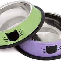 Cuenco de acero inoxidable para gatos, de acero inoxidable, para gatos, gatos, conejos, gatos, platos pintados, fácil de limpiar, duradero, para alimentos y agua - BESTMASCOTA.COM