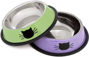 Cuenco de acero inoxidable para gatos, de acero inoxidable, para gatos, gatos, conejos, gatos, platos pintados, fácil de limpiar, duradero, para alimentos y agua - BESTMASCOTA.COM