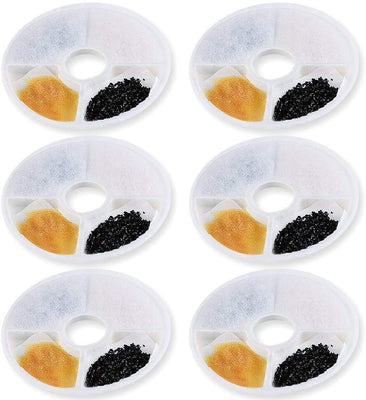 MUDEELA 6 filtros compatibles con filtro de fuente de flores Catit y diseño Catit Senses Fuente – Filtro de suavizante de agua de triple acción de repuesto compatible con filtro de fuente de agua Catit (5.5