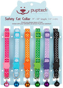 PUPTECK Collar de gato – 6 piezas de lunares ajustables con campana Fit Kitty - BESTMASCOTA.COM