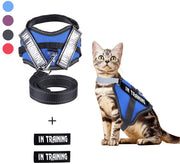 JAD - Arnés de gato ajustable para gatos, arnés de escape para caminar, arnés de ajuste cómodo para mascotas, gatito, cachorro, conejo, arnés de correa para gato con tiras reflectantes y 1 anillo de correa de metal - BESTMASCOTA.COM