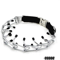 Wellbro collar de entrenamiento con dientes de metal para perros grandes y medianos (Pit Bull, pastor alemán), con hebilla a presión de liberación rápida y puntas de hule, plateado y regulable - BESTMASCOTA.COM