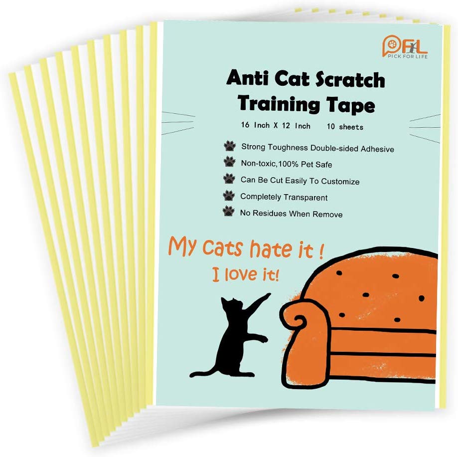 Cinta disuasoria para gatos antiarañazos, no deja residuos, cinta de entrenamiento antiarañazos para sofá, adhesivo extraíble de doble cara para muebles, tamaño grande 15.7 x 11.8 pulgadas, 10 hojas - BESTMASCOTA.COM