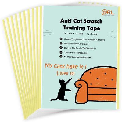 Cinta disuasoria para gatos antiarañazos, no deja residuos, cinta de entrenamiento antiarañazos para sofá, adhesivo extraíble de doble cara para muebles, tamaño grande 15.7 x 11.8 pulgadas, 10 hojas - BESTMASCOTA.COM