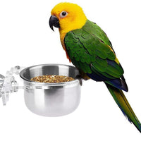 Pet Bird Alimentos Alimentación y agua potable Hanging Cup Acero Inoxidable Coop Colgador para Parrot Cage Budgie - BESTMASCOTA.COM