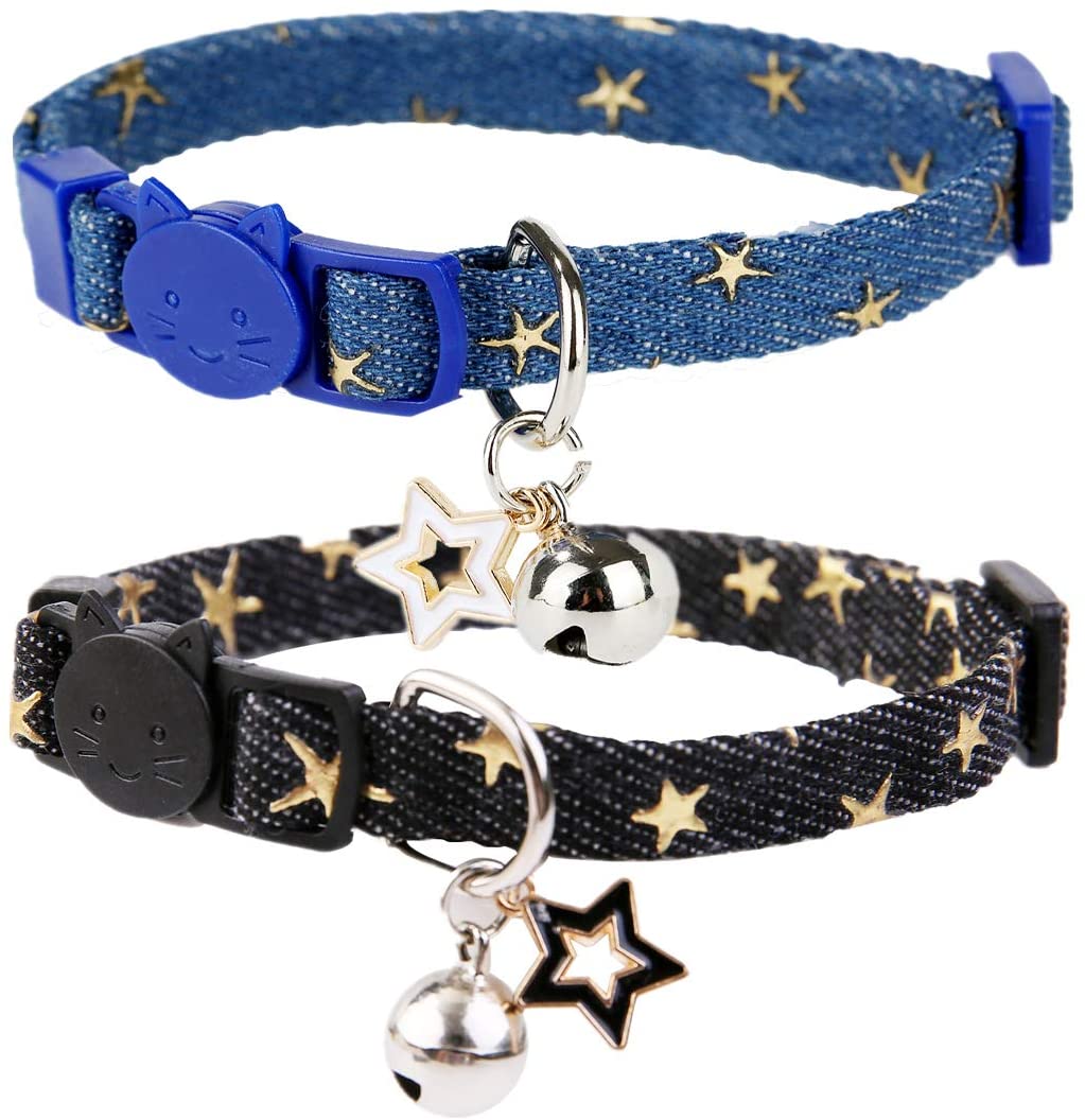 Boombone Star - Collar de gato con campana, 2 unidades de collares para cachorros con colgantes de estrella - BESTMASCOTA.COM