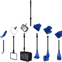 Peces de acuario tanque limpio Set, aocokco Kit de limpieza del acuario para tanque de peces cepillo para polvo de mango largo tanque de peces funcional seis herramientas de limpieza para acuario telescópica limpieza 6-in-1 - BESTMASCOTA.COM