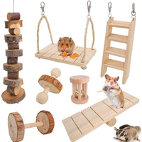 JanYoo Rabbit Toys - Juguetes para ginebra, conejo, hámster, hámster, gérmenes, rata, ejercicio, molar, rodillo de madera, columpio, sierra de mar, escalera (paquete de 7) - BESTMASCOTA.COM