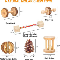 Juguetes para masticar de hámster, conejos de cobaya, rata, gérbil, juguetes para masticar, accesorios, bolas de sandía de madera natural, rodillo de campana, cuidado de los dientes, juguete molar para chinchilla, pájaro, conejo. - BESTMASCOTA.COM