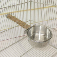 Rluii Parrot Bird Natural Wood Stand Perch Swing/Stainless Steel Parrot Cup/Parrot Parakeet Cockatiel Cage Food Box Water Cup Stainless Steel Pet Bird Feeder Bowl Birdcage Accessories - BESTMASCOTA.COM