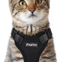 Eagloo Arnés de gato a prueba de escape, arnés de malla suave ajustable para gato con correa reflectante de metal para caminar chaqueta cómoda para mascotas Gatito cachorro conejo - BESTMASCOTA.COM