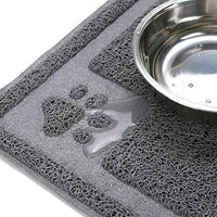 Gefryco - Alfombrilla de alimentación para mascotas para cuenco de alimentos y agua, trampa la arena de la caja y las patas, 24 x 16 pulgadas, flexible, impermeable y antideslizante, alfombrilla para perros y gatos - BESTMASCOTA.COM