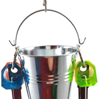 hypeety Parrot Feeder taza soporte percha de ropa doble función de jaula loro cuchara Delight juguete diseño de loro jaula de pájaros para colgar juguetes de masticación para Amazon gris africano Conure - BESTMASCOTA.COM