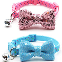 Collar de gato azuza con campana, ajustable para gato con pajarita, collares de seguridad para gatos, paquete de 2 - BESTMASCOTA.COM