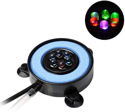 NICREW - Disco de piedra de burbujas LED multicolor para acuario, burbuja fina para tanque de peces con luz LED, 2.0 in de diámetro - BESTMASCOTA.COM