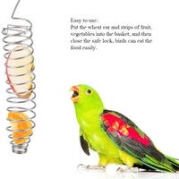 Parrot - Cesta de alimentos de acero inoxidable para pájaros, frutas, verduras, utensilios para pájaros para cacatúas, cacatúas, cacatúas, color gris africano, macaw de Amazon, diseño de pájaros - BESTMASCOTA.COM