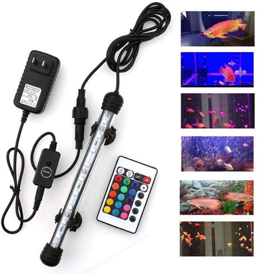 MQ 8 – 20 en sumergible LED luz de acuario, cambio de color tanque de peces luz con mando a distancia, IP68 cristal LED luces Bar, para pecera 10 – 35 pulgadas - BESTMASCOTA.COM