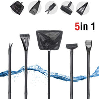 boxtech Fish Tank Clean 5 in 1 Tool Kit, Aluminum Magnesium Alloy Scraper Cleaner, Fishing Net Water Grass Clip Brush Sand Rake Stainless Steel Blade Suit for 10-120 Gal Fish Tank - BESTMASCOTA.COM