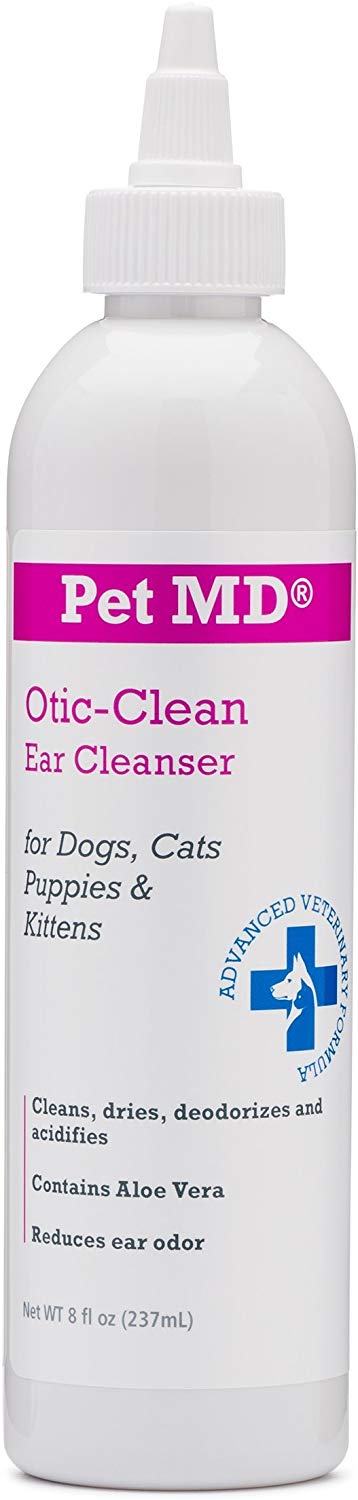 Pet MD otic Clean Limpiador de oídos para gatos y perros, guisante de olor, 8 onzas, fragancia de vainilla - BESTMASCOTA.COM