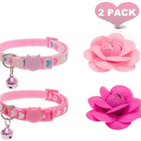 PUPTECK - Collar de gato con accesorios de flores extraíbles y campana – ajustable, desprendimiento - BESTMASCOTA.COM