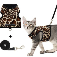 SCIROKKO - Arnés y correa para gato, a prueba de escape, ajustable, para caminar al aire libre, chaqueta con hebilla de seguridad, estampado de leopardo - BESTMASCOTA.COM