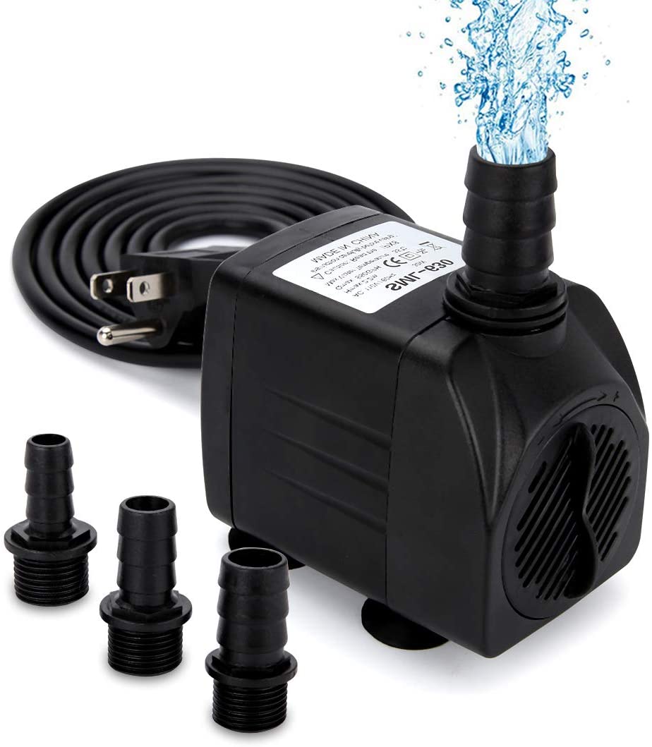 GROWNEER 550GPH Bomba sumergible 30 W Ultra silenciosa Fuente Bomba de agua, 2000 L/H, con elevación de 7.2 ft de altura, 3 boquillas para acuario, tanque de peces, estanque, hidropónico, estatuario - BESTMASCOTA.COM