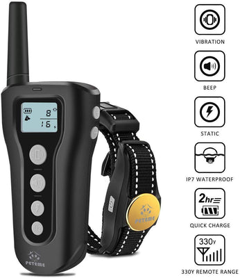 Peteme Dog Training Shock Collar Rechargeable with Beep/Vibra/Electric Shock,100% Waterproof, 1200 ft Remote Trainer Range Collar for Small Medium Large Dogs. - BESTMASCOTA.COM