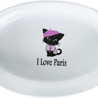 PetRageous I Love Paris, cuenco ovalado para gato de 6.5 in en color rosa, 2 tazas - BESTMASCOTA.COM