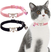 KOOLTAIL - Collar para gato con diseño de calavera con campana, 2 collares para mascotas con hebilla de seguridad, accesorio para gatos, gatitos, color negro y rosa - BESTMASCOTA.COM