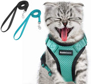 rabbitgoo Cat Harness and Leash Set for Walking, Escape Proof Adjustable Soft Vest for Large Cat Small Pets, Reflective Strip Metal Clip Ring Outdoor Cat Jacket Harness with 2 Long Cat Leashes - BESTMASCOTA.COM