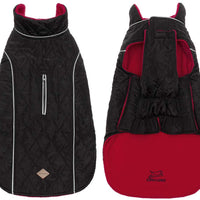 EXPAWLORER - Abrigo de invierno para perro, cálido, cómodo, impermeable, ligero, reversible, clásico, de cuello largo, chaleco de forro polar para el clima frío, para senderismo, al aire libre, rojo y negro - BESTMASCOTA.COM