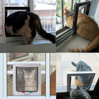 CEESC Puerta grande para gato (Tamaño exterior 11" x 9.8"), puerta de 4 vías con cerradura para ventanas y puerta de cristal corredera, puerta de solapa para gatos y perros con circunferencia < 24.8" - BESTMASCOTA.COM