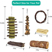 ERKOON New 12 Pack Hamster Chew Toys Gerbil Rat Guinea Pig Chinchilla Chew Toys Accessories, Natural Wooden Dumbbells Exercise Bell Roller Teeth Care Molar Toy for Rabbits Bird Rabbits Hamster Gerbil - BESTMASCOTA.COM