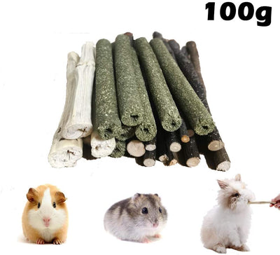 VCZONE Small Animals Chew Toys Set, 3 Types Chew Toys Snacks Sweet Bamboo Timothy Grass Apple Sticks for Guinea Pig Rabbits Hamster Chinchilla Squirrel Bunny - BESTMASCOTA.COM