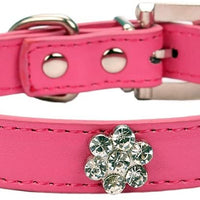 aolove Moda Rhinestones Diamante Flor Ajustable Piel Sintética mascota collares para gatos cachorro perros pequeños - BESTMASCOTA.COM