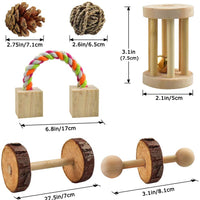 KATUMO Juguetes para masticar hámster, 12 piezas de madera natural, conejillos de indias, ratas, chinchillas, juguetes, accesorios adecuados para conejos, gerbios, mascotas pequeñas, accesorios para masticar y jugar ejercicio de dientes - BESTMASCOTA.COM